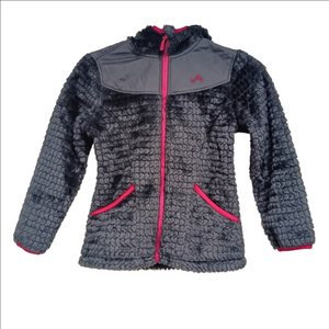 NWT Vertical 9 Jacket Size Girls Small Black & Pink Faux Fur Zipper Long Sleeve